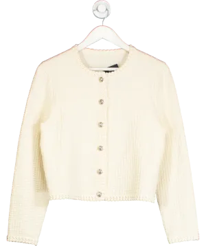 Goelia Cream Openwork Long Sleeve Knitted Women Cardigan UK 10